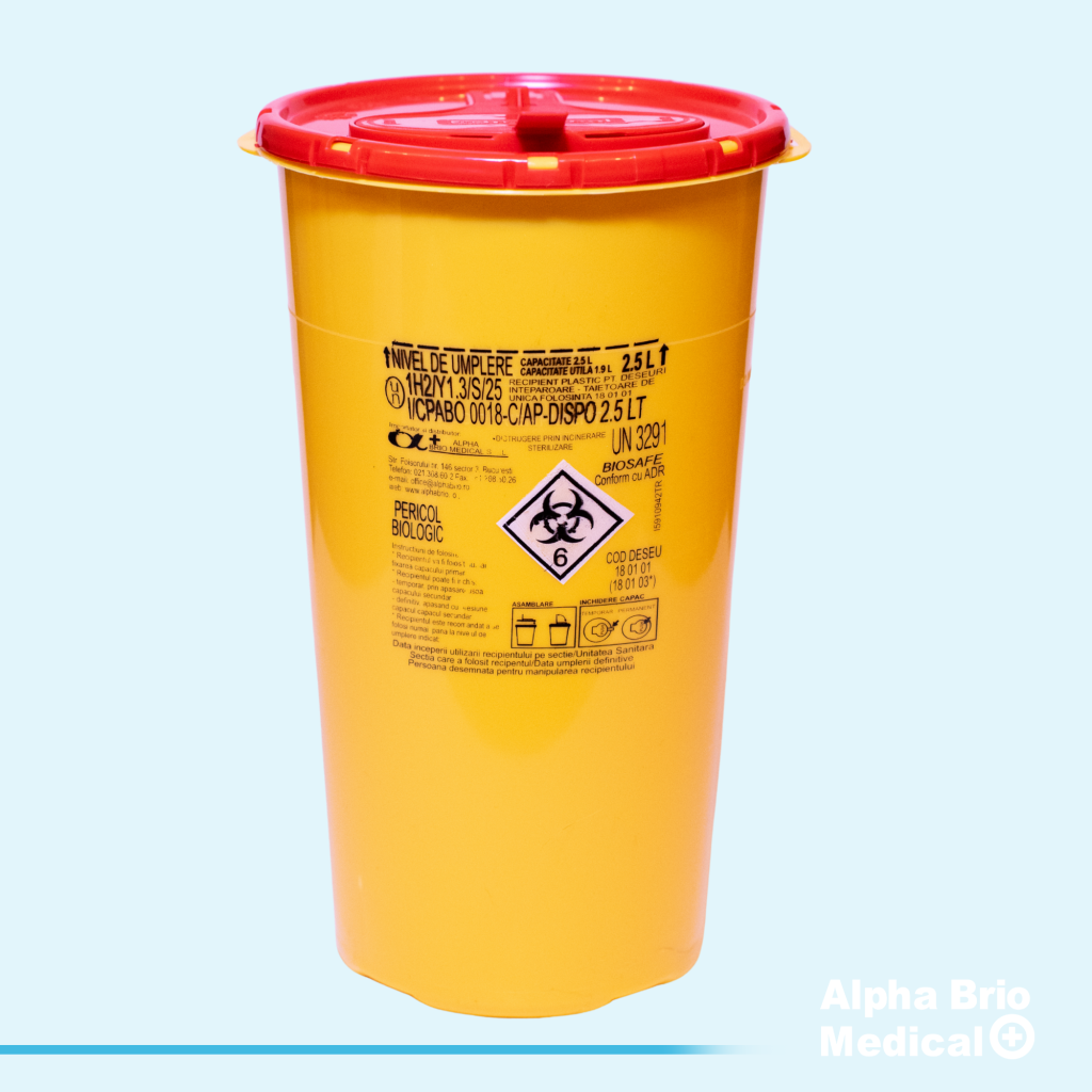 Sharps Container For Medical Waste 2.5 L - Alpha Brio Medical