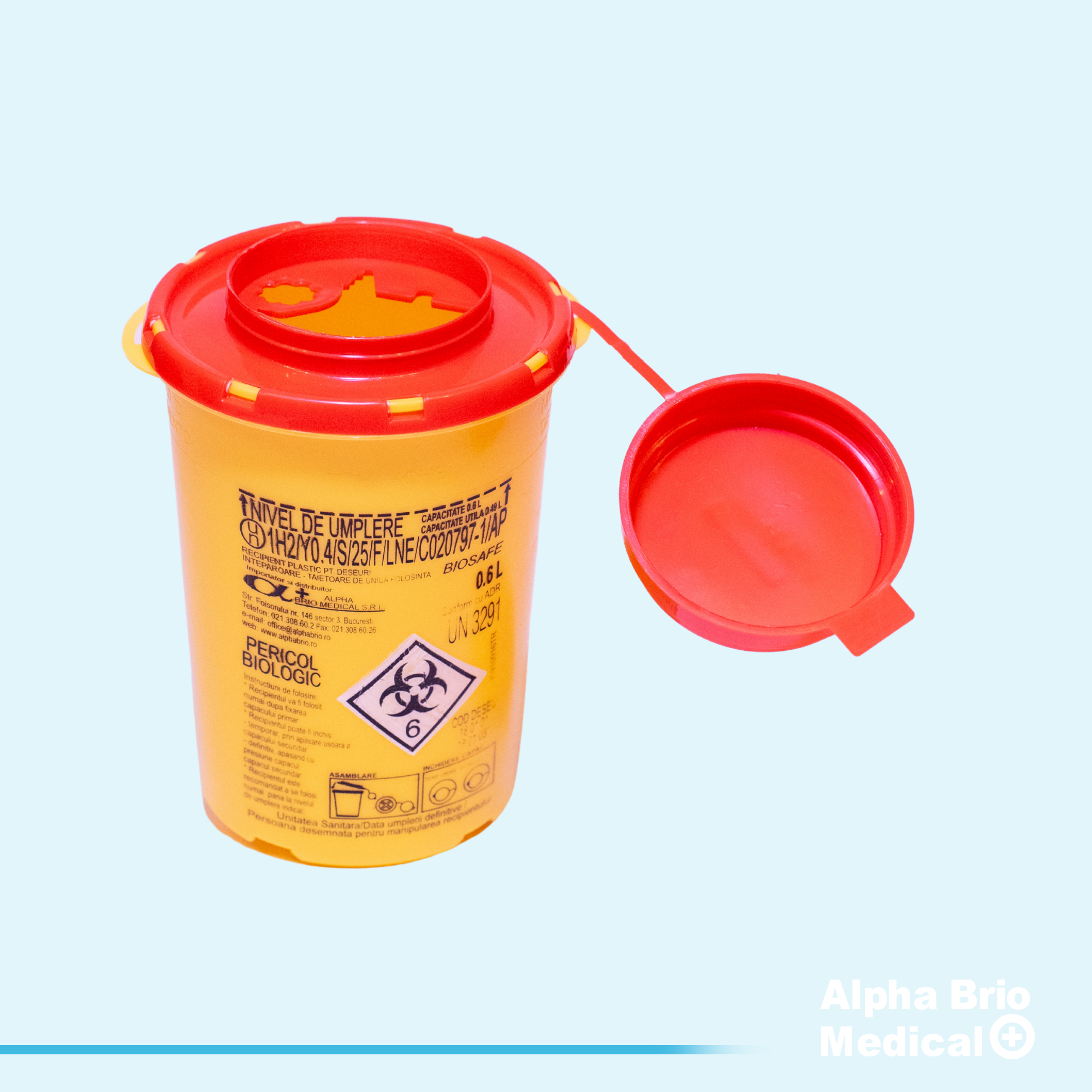 Recipient / Cutii polipropilena 0,6 L pt. intepatoare–taietoare BIOSAFE