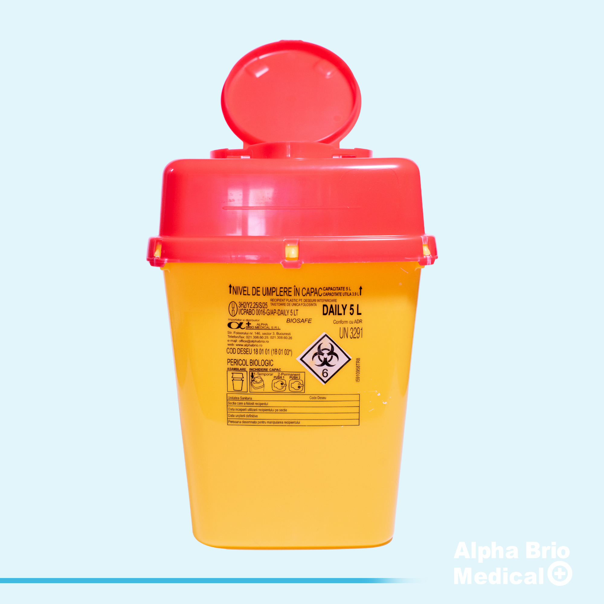Recipient / Cutii polipropilena 5 L pt. intepatoare–taietoare BIOSAFE