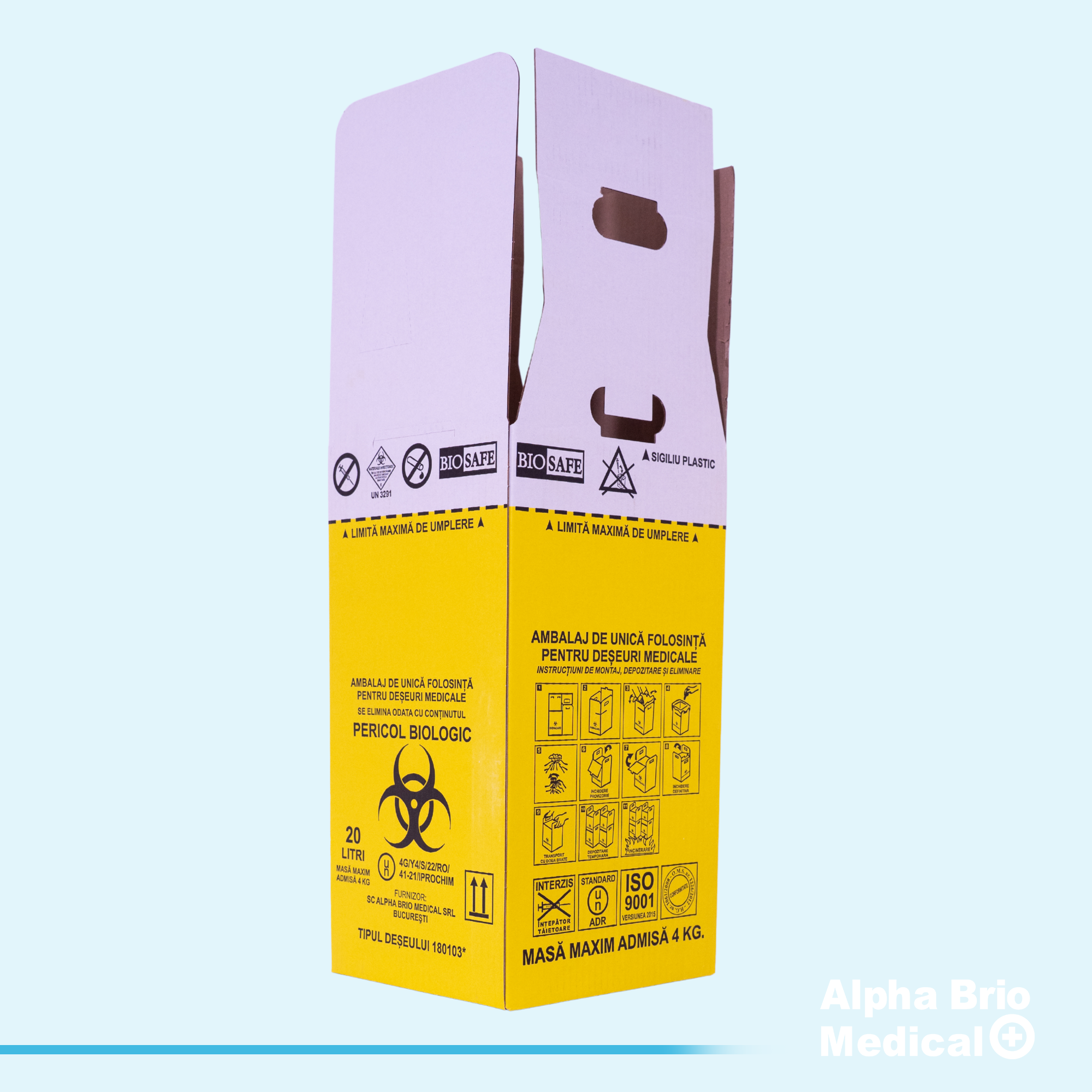 Biohazard Cardbord Box For Infectious Waste 20 L - Alpha Brio Medical