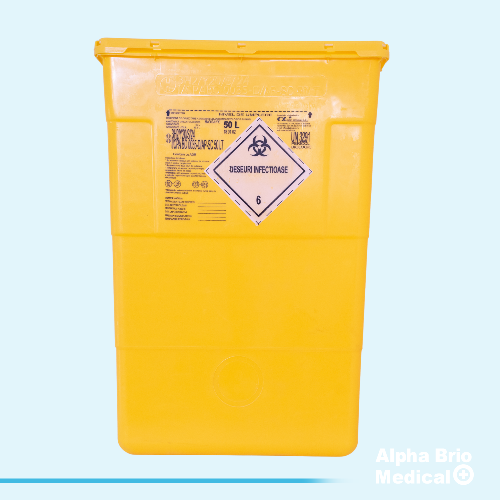Recipient polipropilena 50 L pt. anatomo-patologie si plasma BIOSAFE