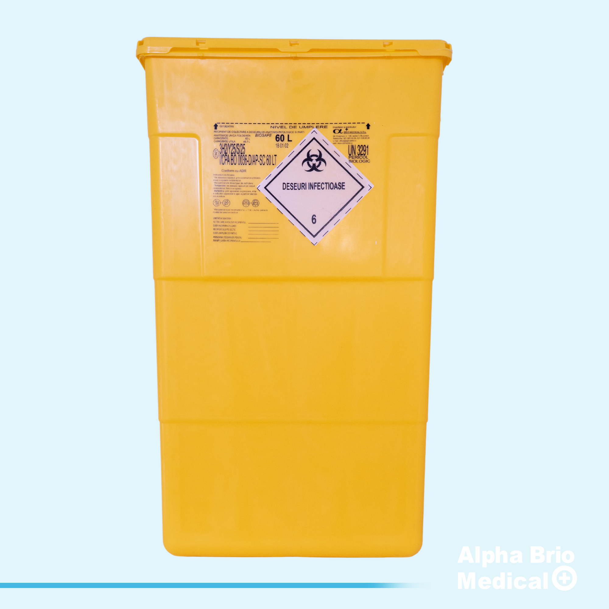 Recipient polipropilena 60 L pt anatomo-patologie si plasma BIOSAFE
