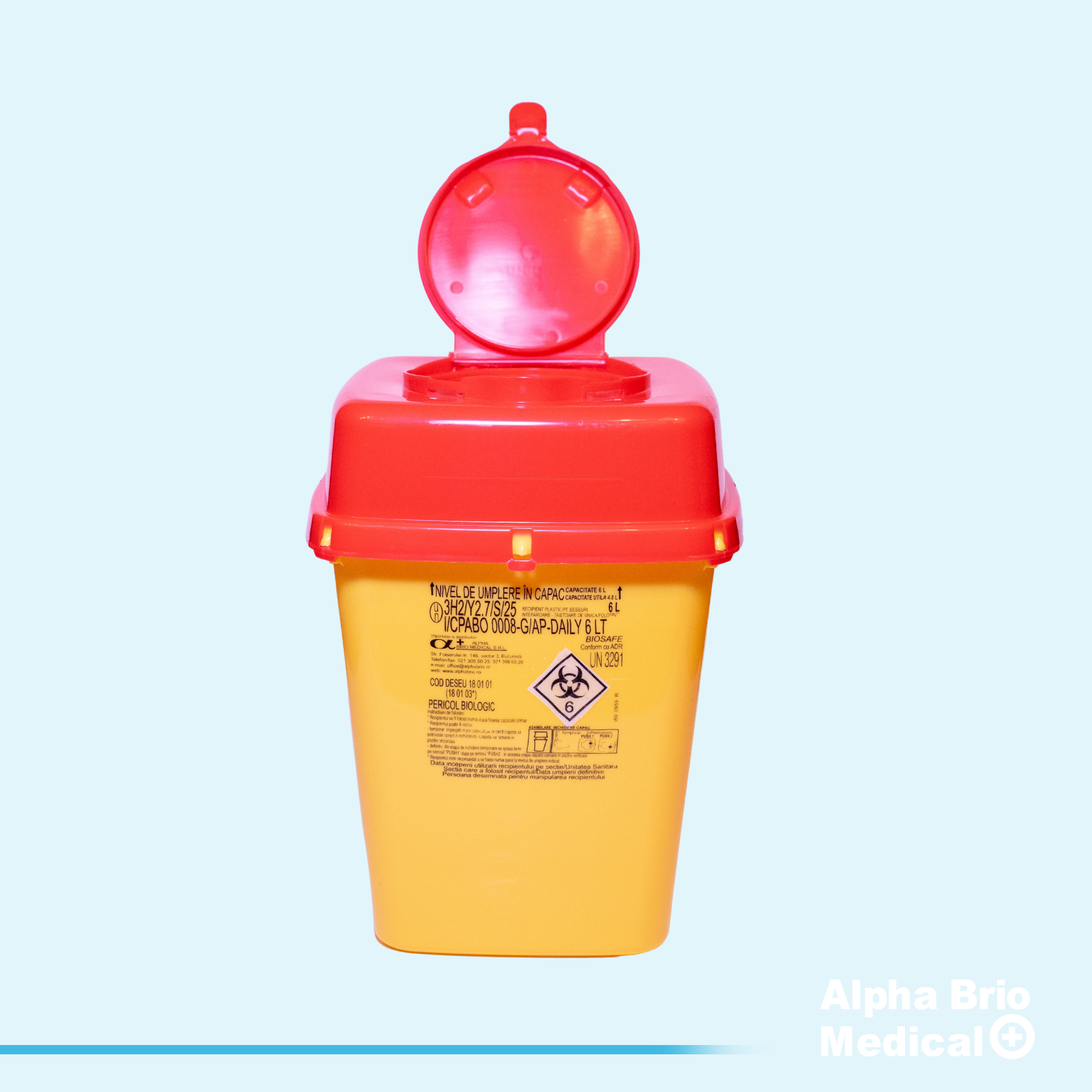 Recipient / Cutii polipropilena 6 L pt. intepatoare–taietoare BIOSAFE