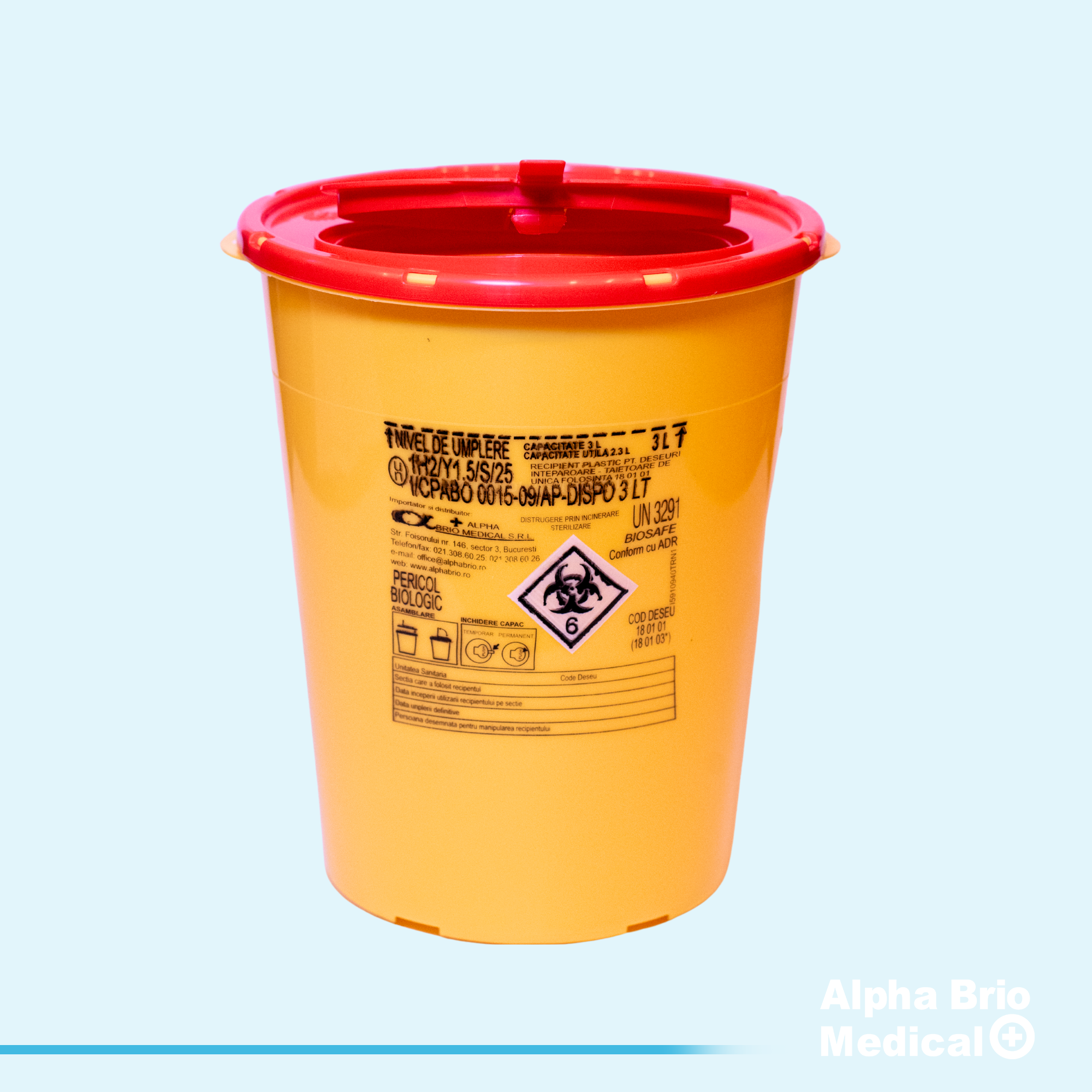 Sharps Container For Medical Waste 3 L - Alpha Brio Medical